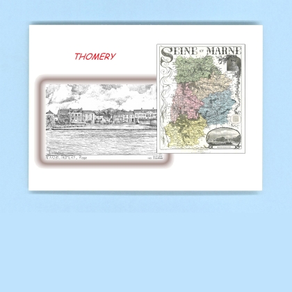 Cartes Postales impression Noir avec dpartement sur la ville de THOMERY Titre : plage