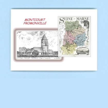 Cartes Postales impression Noir avec dpartement sur la ville de MONTCOURT FROMONVILLE Titre : eglise a fromonville