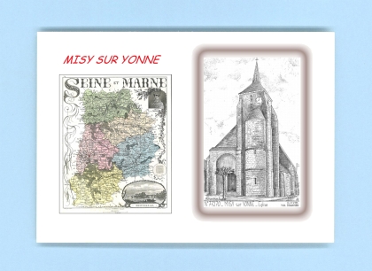 Cartes Postales impression Noir avec dpartement sur la ville de MISY SUR YONNE Titre : eglise