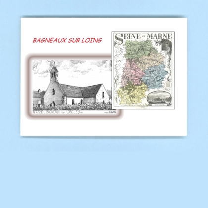 Cartes Postales impression Noir avec dpartement sur la ville de BAGNEAUX SUR LOING Titre : eglise