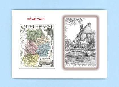 Cartes Postales impression Noir avec dpartement sur la ville de NEMOURS Titre : le petit fosse