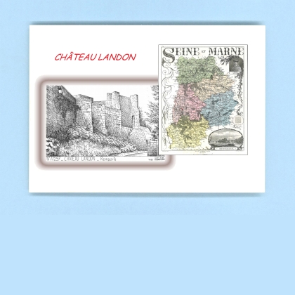 Cartes Postales impression Noir avec dpartement sur la ville de CHATEAU LANDON Titre : remparts