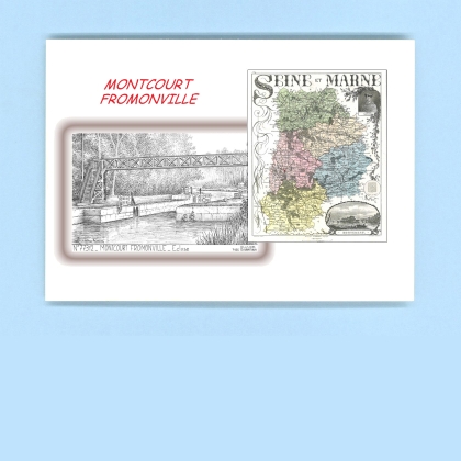 Cartes Postales impression Noir avec dpartement sur la ville de MONTCOURT FROMONVILLE Titre : ecluse