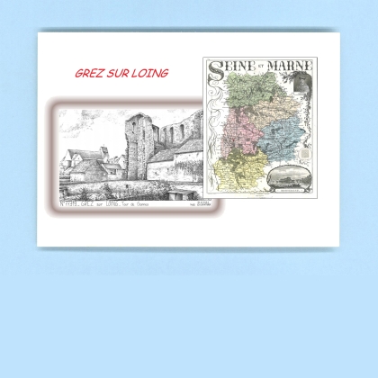 Cartes Postales impression Noir avec dpartement sur la ville de GREZ SUR LOING Titre : tour de gannes