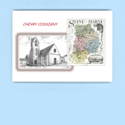 Cartes Postales impression Noir avec dpartement sur la ville de CHEVRY COSSIGNY Titre : eglise