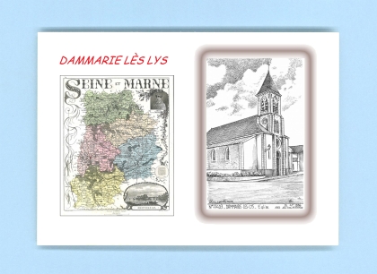 Cartes Postales impression Noir avec dpartement sur la ville de DAMMARIE LES LYS Titre : eglise