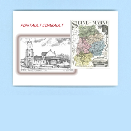 Cartes Postales impression Noir avec dpartement sur la ville de PONTAULT COMBAULT Titre : eglise