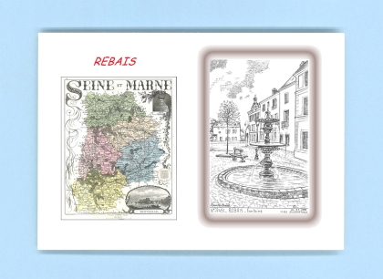 Cartes Postales impression Noir avec dpartement sur la ville de REBAIS Titre : fontaine
