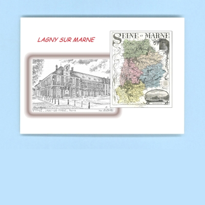 Cartes Postales impression Noir avec dpartement sur la ville de LAGNY SUR MARNE Titre : mairie