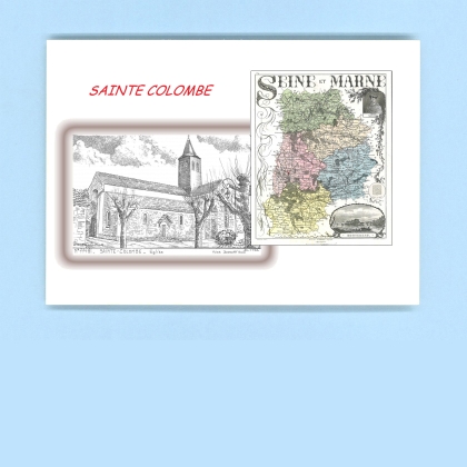 Cartes Postales impression Noir avec dpartement sur la ville de STE COLOMBE Titre : eglise