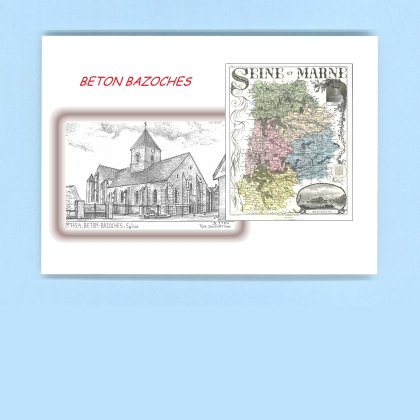 Cartes Postales impression Noir avec dpartement sur la ville de BETON BAZOCHES Titre : eglise