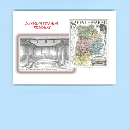 Cartes Postales impression Noir avec dpartement sur la ville de DAMMARTIN SUR TIGEAUX Titre : lavoir