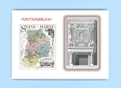 Cartes Postales impression Noir avec dpartement sur la ville de FONTAINEBLEAU Titre : chateau, cheminee