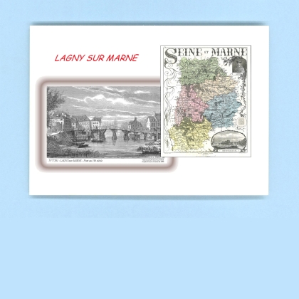 Cartes Postales impression Noir avec dpartement sur la ville de LAGNY SUR MARNE Titre : pont au 19eme siecle