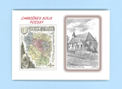 Cartes Postales impression Noir avec dpartement sur la ville de CARRIERES SOUS POISSY Titre : eglise