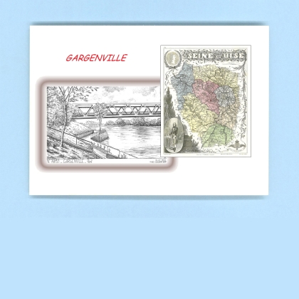 Cartes Postales impression Noir avec dpartement sur la ville de GARGENVILLE Titre : pont