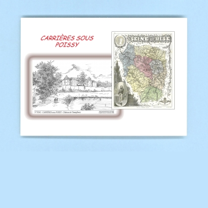 Cartes Postales impression Noir avec dpartement sur la ville de CARRIERES SOUS POISSY Titre : chateau de champfleury