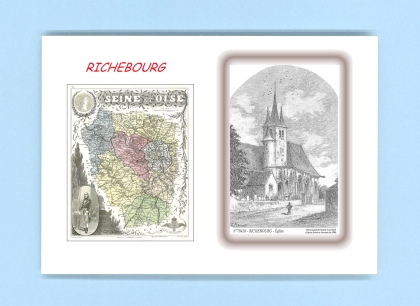 Cartes Postales impression Noir avec dpartement sur la ville de RICHEBOURG Titre : eglise