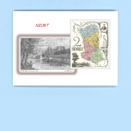 Cartes Postales impression Noir avec dpartement sur la ville de NIORT Titre : vue