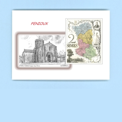 Cartes Postales impression Noir avec dpartement sur la ville de FENIOUX Titre : eglise st pierre