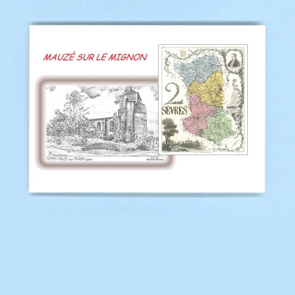 Cartes Postales impression Noir avec dpartement sur la ville de MAUZE SUR LE MIGNON Titre : eglise