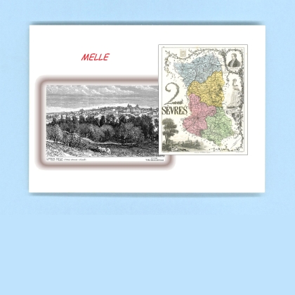 Cartes Postales impression Noir avec dpartement sur la ville de MELLE Titre : vue
