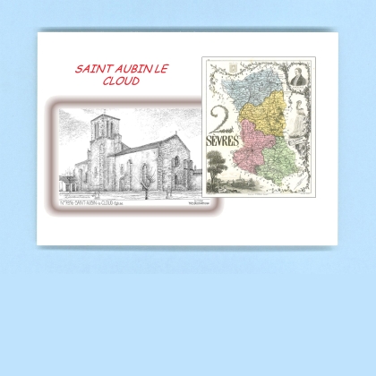 Cartes Postales impression Noir avec dpartement sur la ville de ST AUBIN LE CLOUD Titre : eglise
