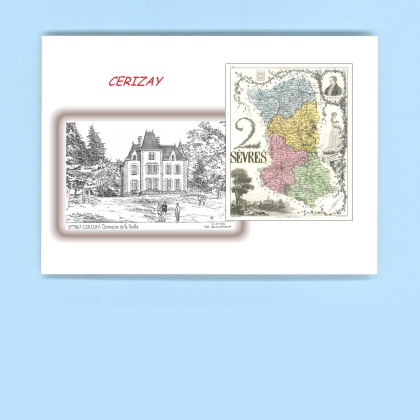 Cartes Postales impression Noir avec dpartement sur la ville de CERIZAY Titre : domaine de la roche