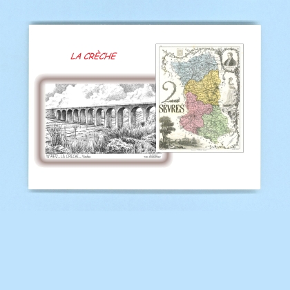 Cartes Postales impression Noir avec dpartement sur la ville de LA CRECHE Titre : viaduc