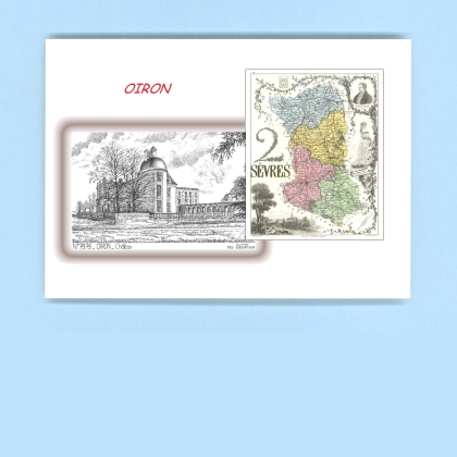 Cartes Postales impression Noir avec dpartement sur la ville de OIRON Titre : chateau