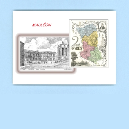 Cartes Postales impression Noir avec dpartement sur la ville de MAULEON Titre : hotel de ville