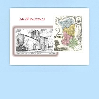 Cartes Postales impression Noir avec dpartement sur la ville de SAUZE VAUSSAIS Titre : eglise de vaussais