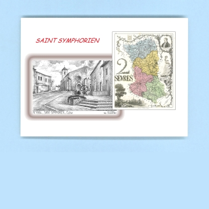 Cartes Postales impression Noir avec dpartement sur la ville de ST SYMPHORIEN Titre : eglise