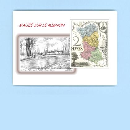 Cartes Postales impression Noir avec dpartement sur la ville de MAUZE SUR LE MIGNON Titre : marais poitevin