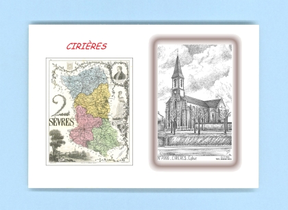 Cartes Postales impression Noir avec dpartement sur la ville de CIRIERE Titre : eglise