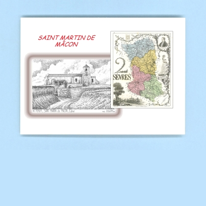 Cartes Postales impression Noir avec dpartement sur la ville de ST MARTIN DE MACON Titre : eglise