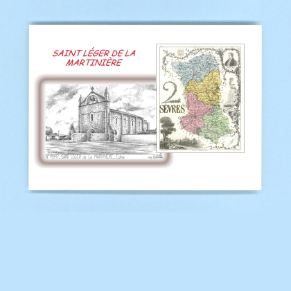 Cartes Postales impression Noir avec dpartement sur la ville de ST LEGER DE LA MARTINIERE Titre : eglise