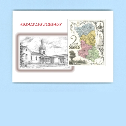 Cartes Postales impression Noir avec dpartement sur la ville de ASSAIS LES JUMEAUX Titre : eglise