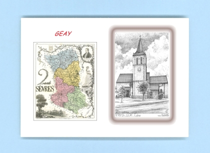 Cartes Postales impression Noir avec dpartement sur la ville de GEAY Titre : eglise