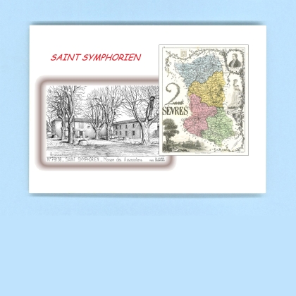 Cartes Postales impression Noir avec dpartement sur la ville de ST SYMPHORIEN Titre : maison des associations