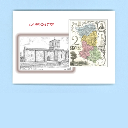 Cartes Postales impression Noir avec dpartement sur la ville de LA PEYRATTE Titre : eglise