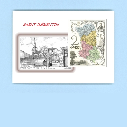 Cartes Postales impression Noir avec dpartement sur la ville de ST CLEMENTIN Titre : porche du presbytere