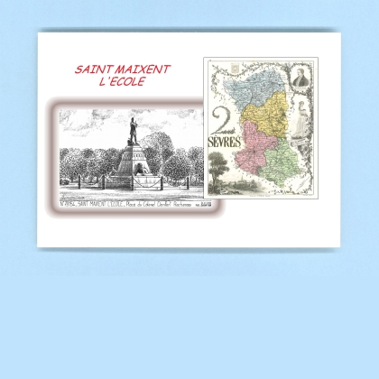 Cartes Postales impression Noir avec dpartement sur la ville de ST MAIXENT L ECOLE Titre : place du col denfert rochereau