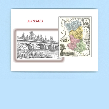 Cartes Postales impression Noir avec dpartement sur la ville de MASSAIS Titre : pont