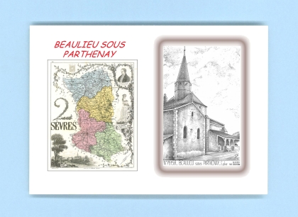 Cartes Postales impression Noir avec dpartement sur la ville de BEAULIEU SOUS PARTHENAY Titre : eglise
