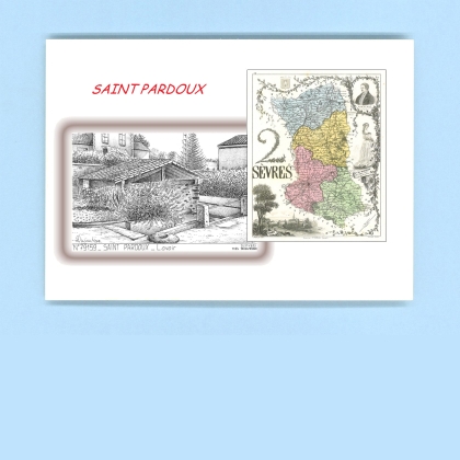 Cartes Postales impression Noir avec dpartement sur la ville de ST PARDOUX Titre : lavoir