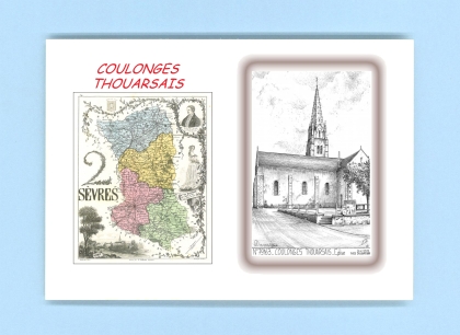 Cartes Postales impression Noir avec dpartement sur la ville de COULONGES THOUARSAIS Titre : eglise