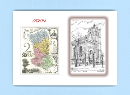 Cartes Postales impression Noir avec dpartement sur la ville de OIRON Titre : collegiale