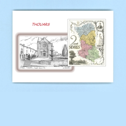 Cartes Postales impression Noir avec dpartement sur la ville de THOUARS Titre : chapelle jeanne d arc