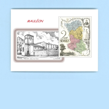 Cartes Postales impression Noir avec dpartement sur la ville de MAULEON Titre : eglise st jouin
